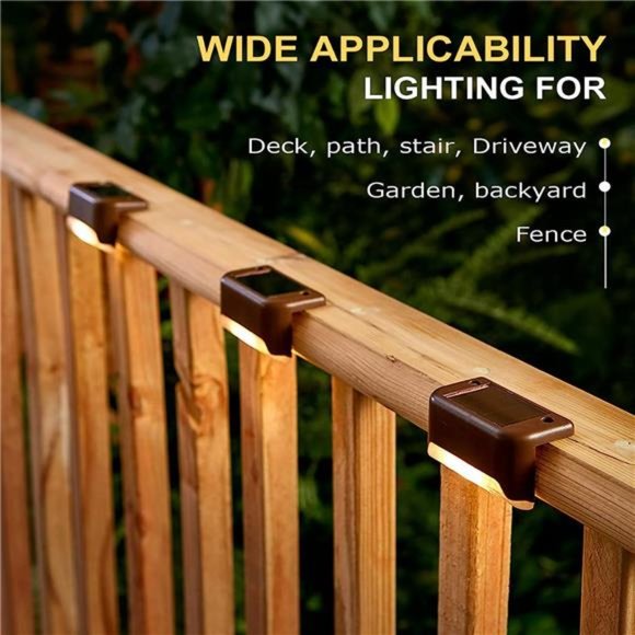 Solar Deck Lights Outdoor, 16 Pack Solar Step Lights LED Waterproof Patio Decor - Picture 4 of 6